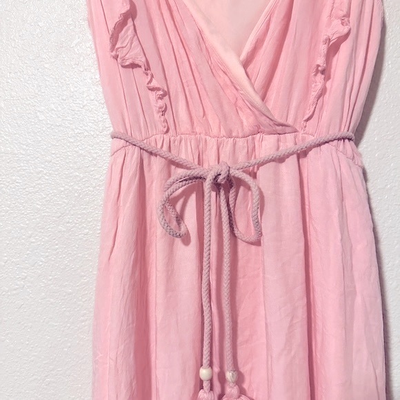 Dress Day Maxi Dress Soft Pink Tie Waist Belt Size M - Picture 6 of 11